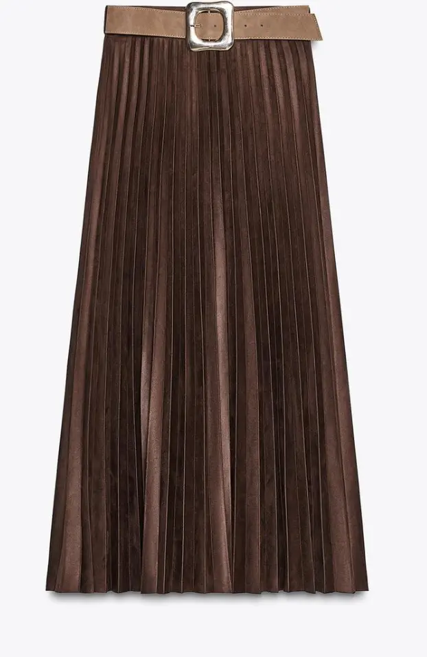 Zara - Jupe plissée effet daim - 45,95€