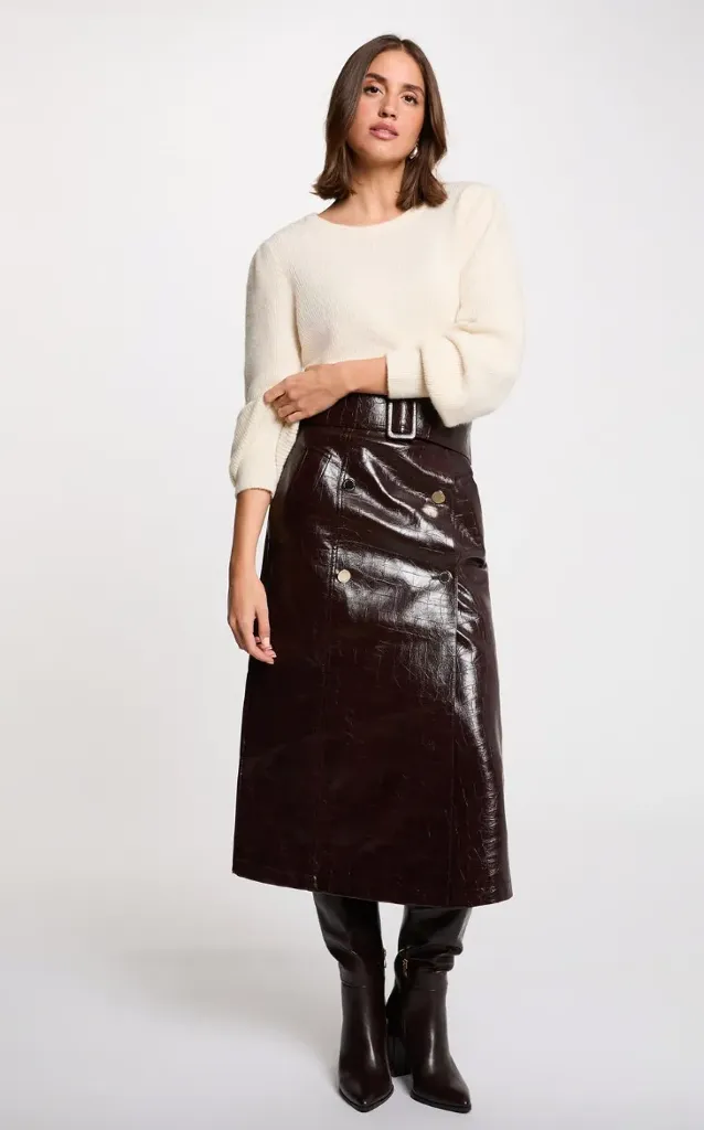 Morgan - Jupe similicuir prune - 75€