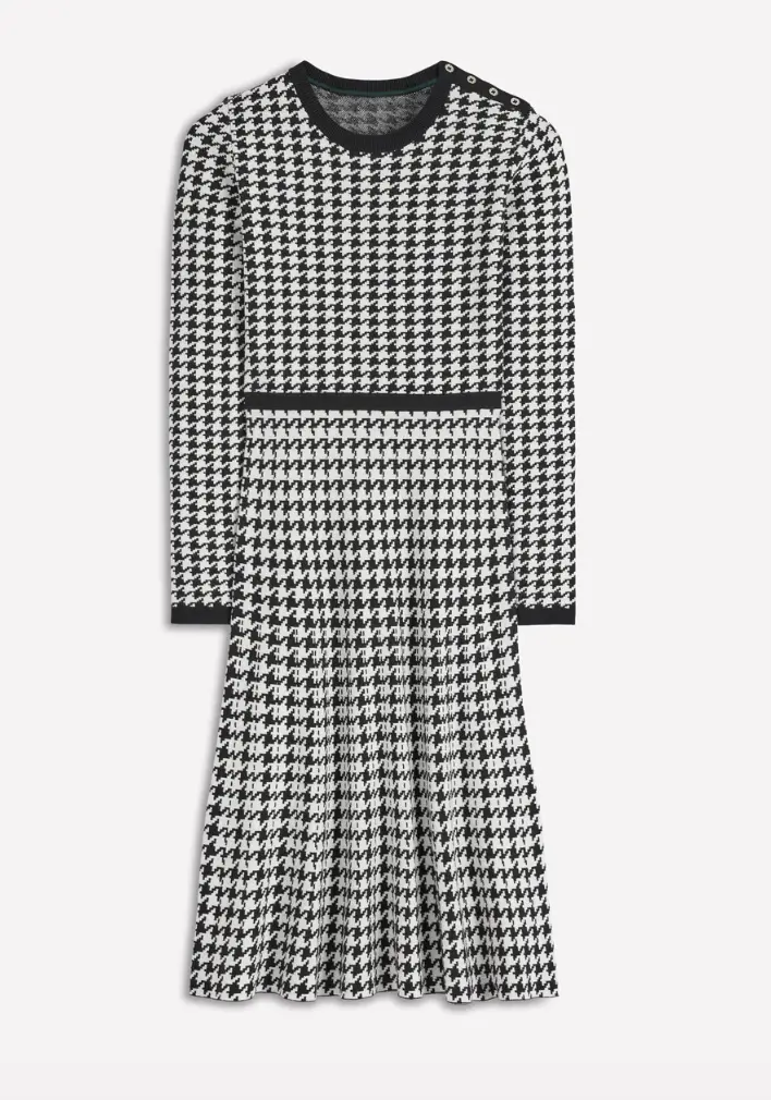 BODEN - Robe pied de poule - 180€ (Blanc)