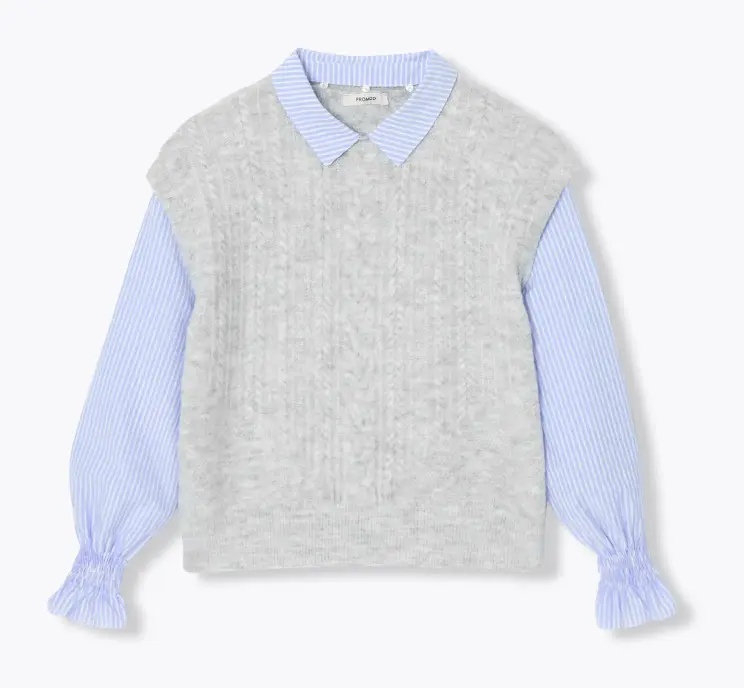 Promod - Pull torsadé superposé - 49,99 (Bleu)